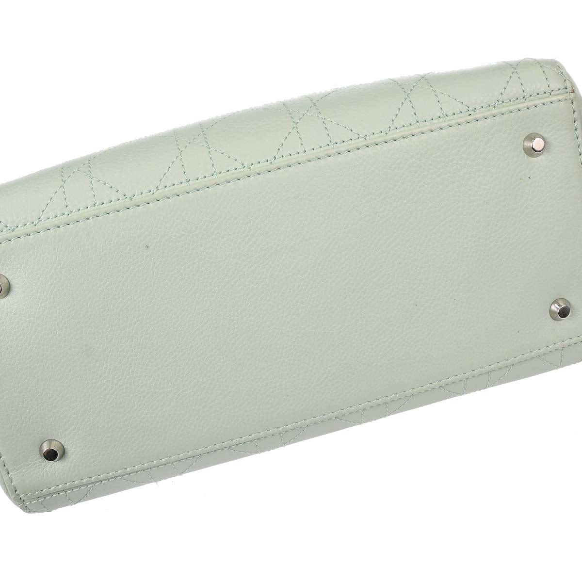 Christian Dior Green Leather Lady Dior Cannage 2way Handbag
