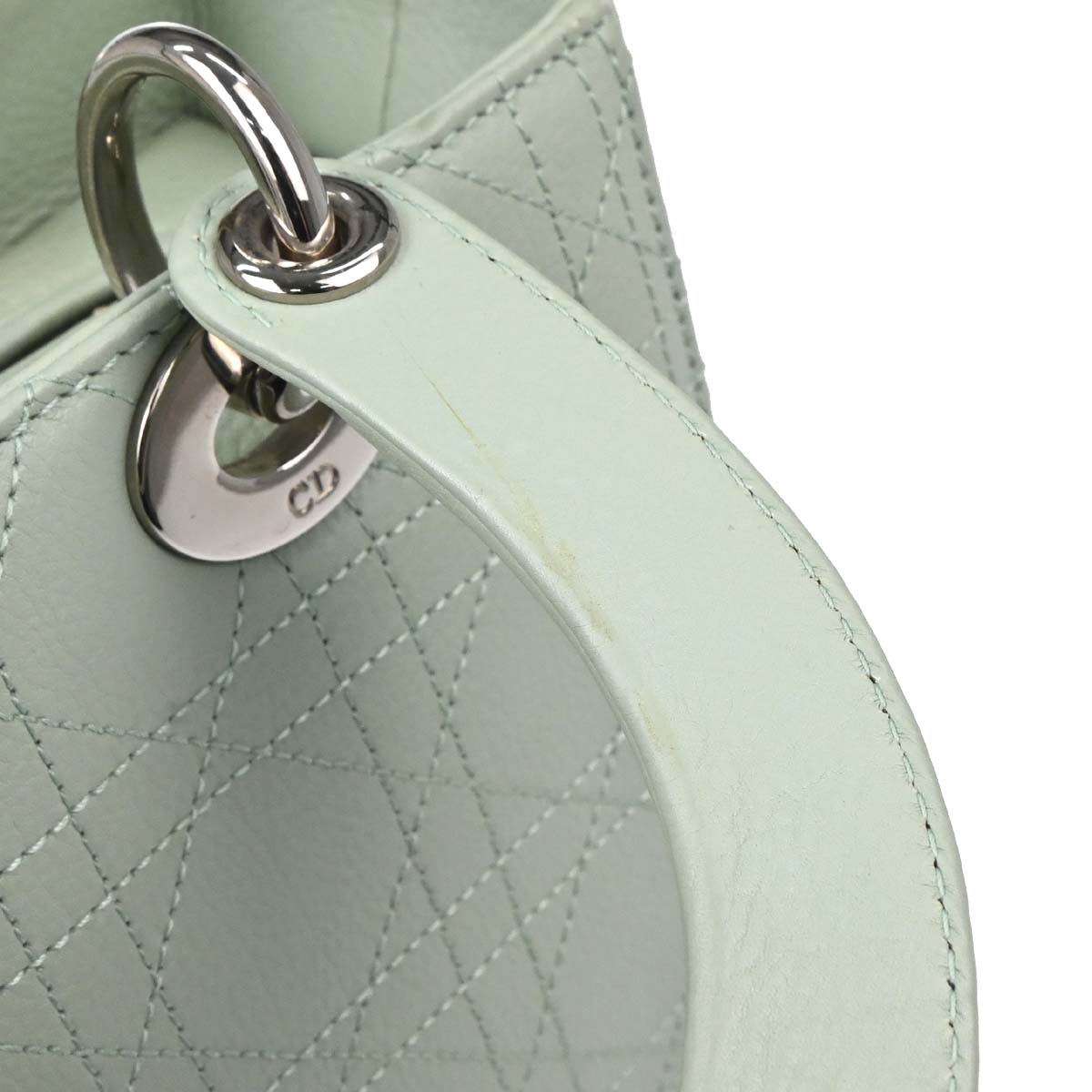 Christian Dior Green Leather Lady Dior Cannage 2way Handbag