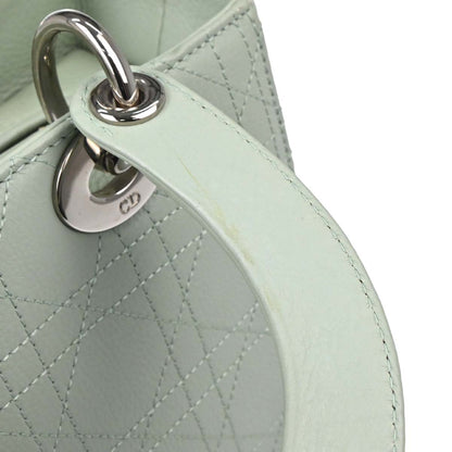 Christian Dior Green Leather Lady Dior Cannage 2way Handbag