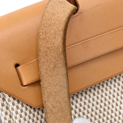 Hermes Beige Black Toile GM Officier Herbag PM 2 in 1 Shoulder Handbag