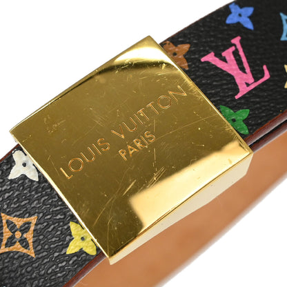 Louis Vuitton Black Multicolor Ceinture Carre Belt #70/28 M9271Y Small Good