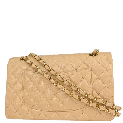 Chanel Beige Caviar Skin Medium Classic Double Flap Shoulder Bag