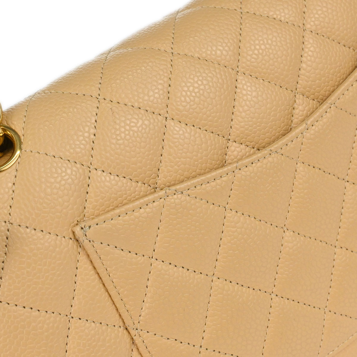 Chanel Beige Caviar Skin Medium Classic Double Flap Shoulder Bag
