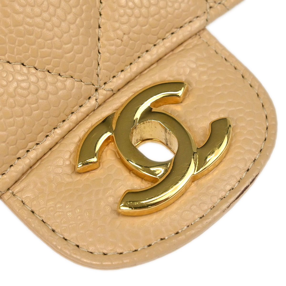 Chanel Beige Caviar Skin Medium Classic Double Flap Shoulder Bag