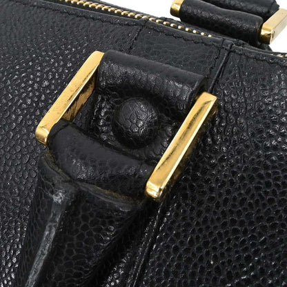 Chanel Black Caviar Skin 2way Shoulder Duffle Handbag