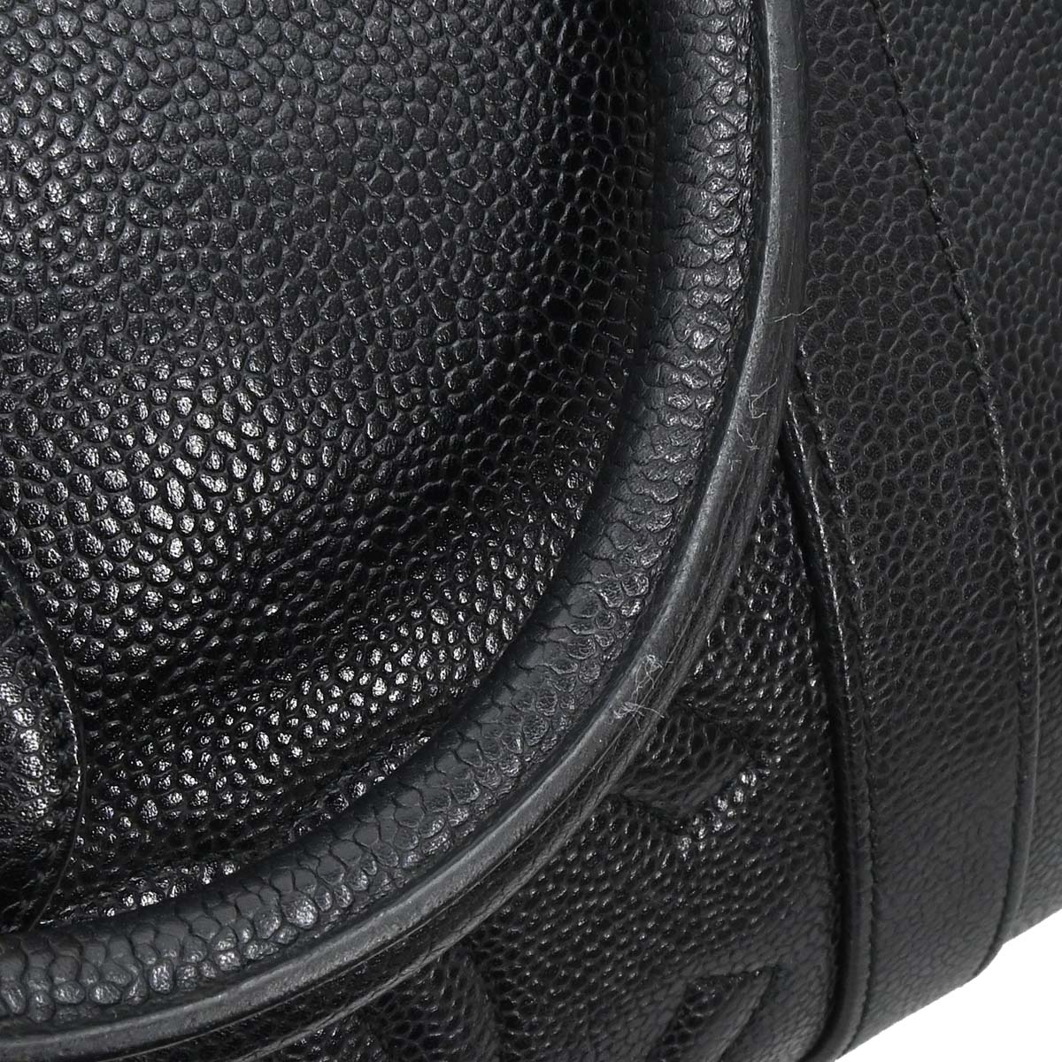 Chanel Black Caviar Skin 2way Shoulder Duffle Handbag
