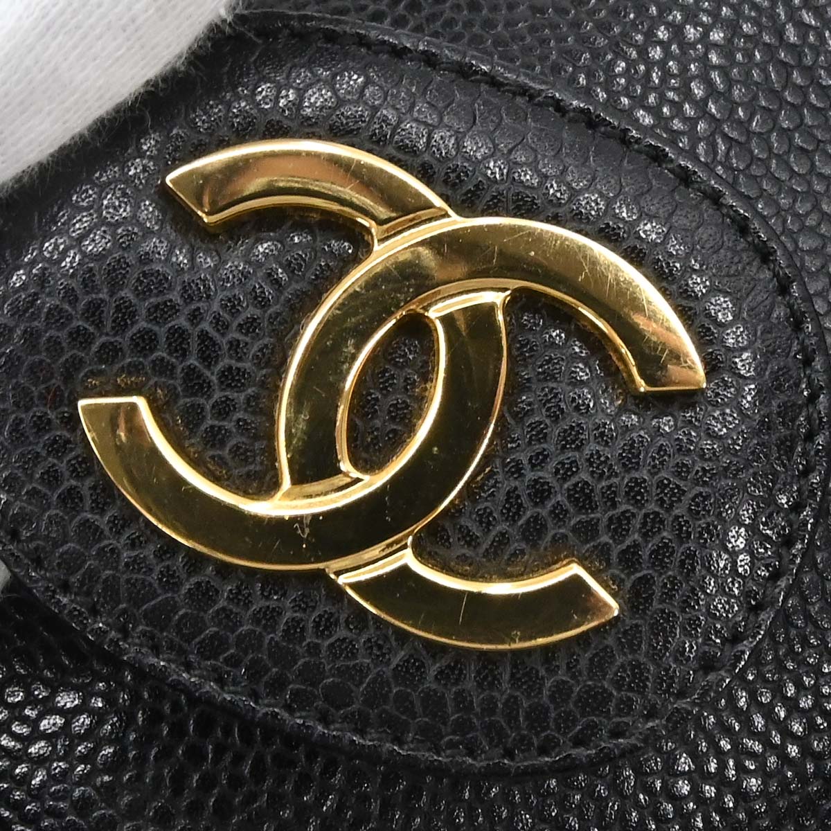 Chanel Black Caviar Skin 2way Shoulder Duffle Handbag