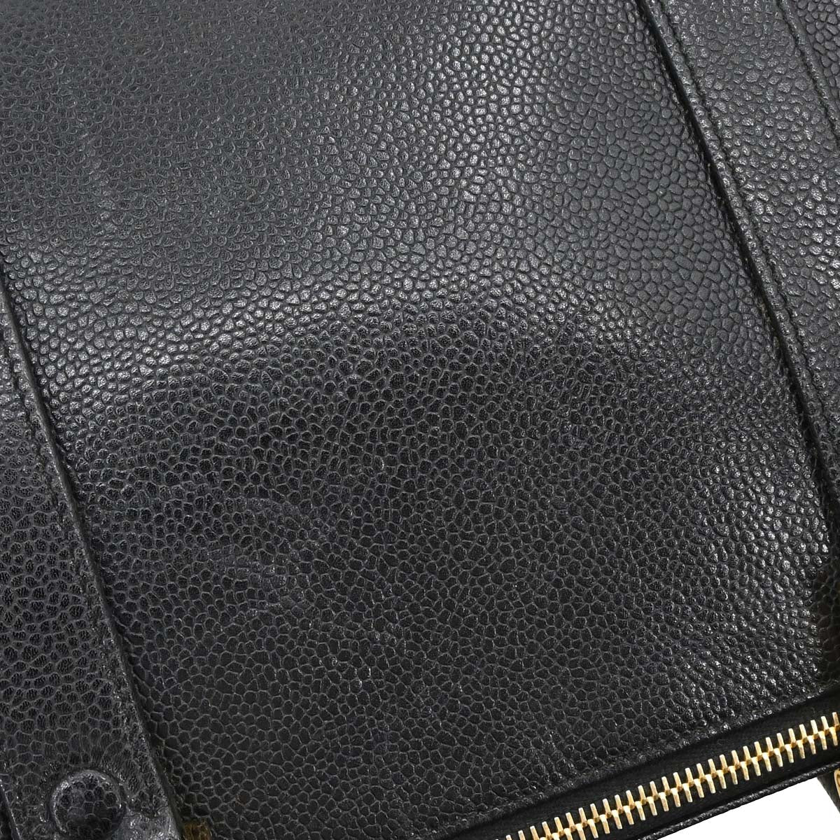 Chanel Black Caviar Skin 2way Shoulder Duffle Handbag