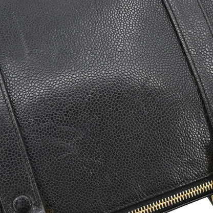 Chanel Black Caviar Skin 2way Shoulder Duffle Handbag