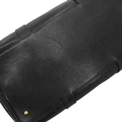 Chanel Black Caviar Skin 2way Shoulder Duffle Handbag