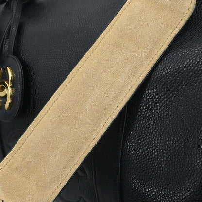 Chanel Black Caviar Skin 2way Shoulder Duffle Handbag