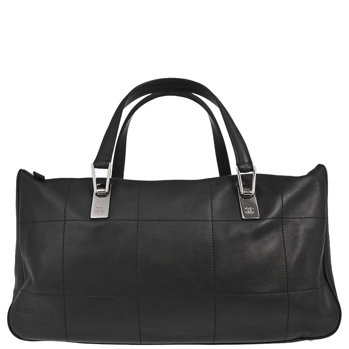 Chanel 2002-2003 Black Lambskin Choco Bar Handbag