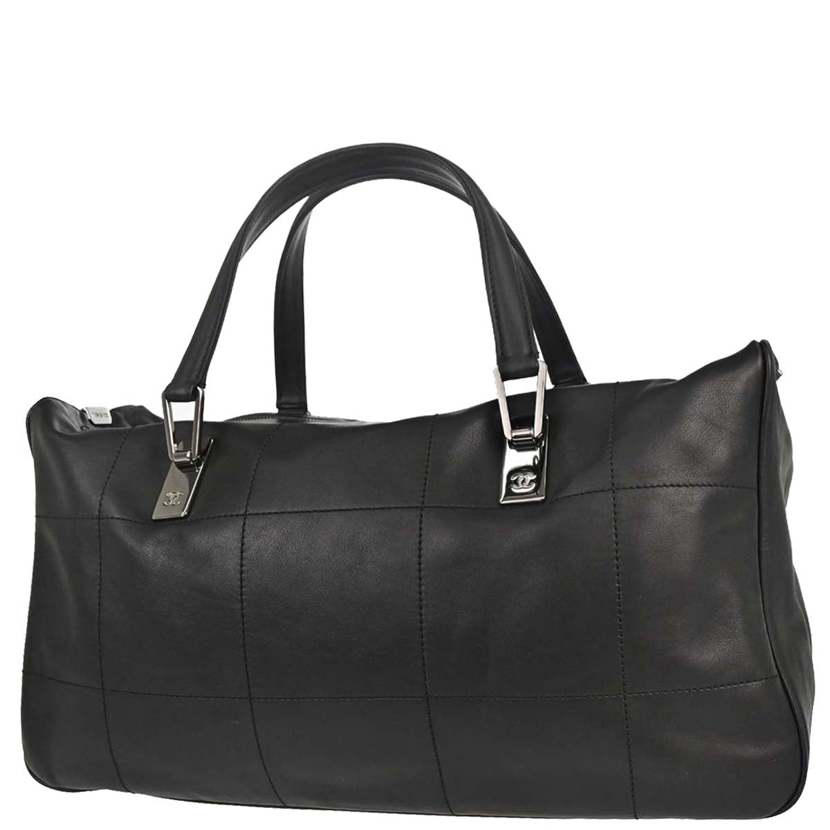 Chanel 2002-2003 Black Lambskin Choco Bar Handbag