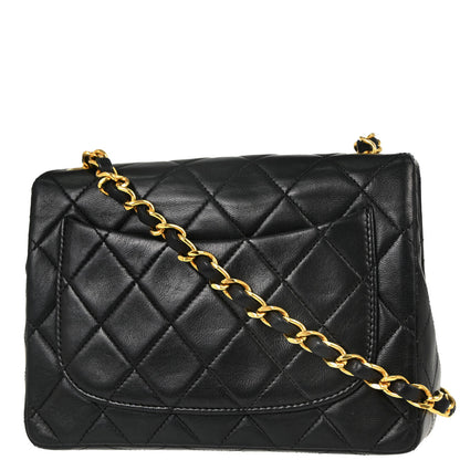 Chanel 1989-1991 Black Lambskin Mini Classic Square Flap Shoulder Bag 17