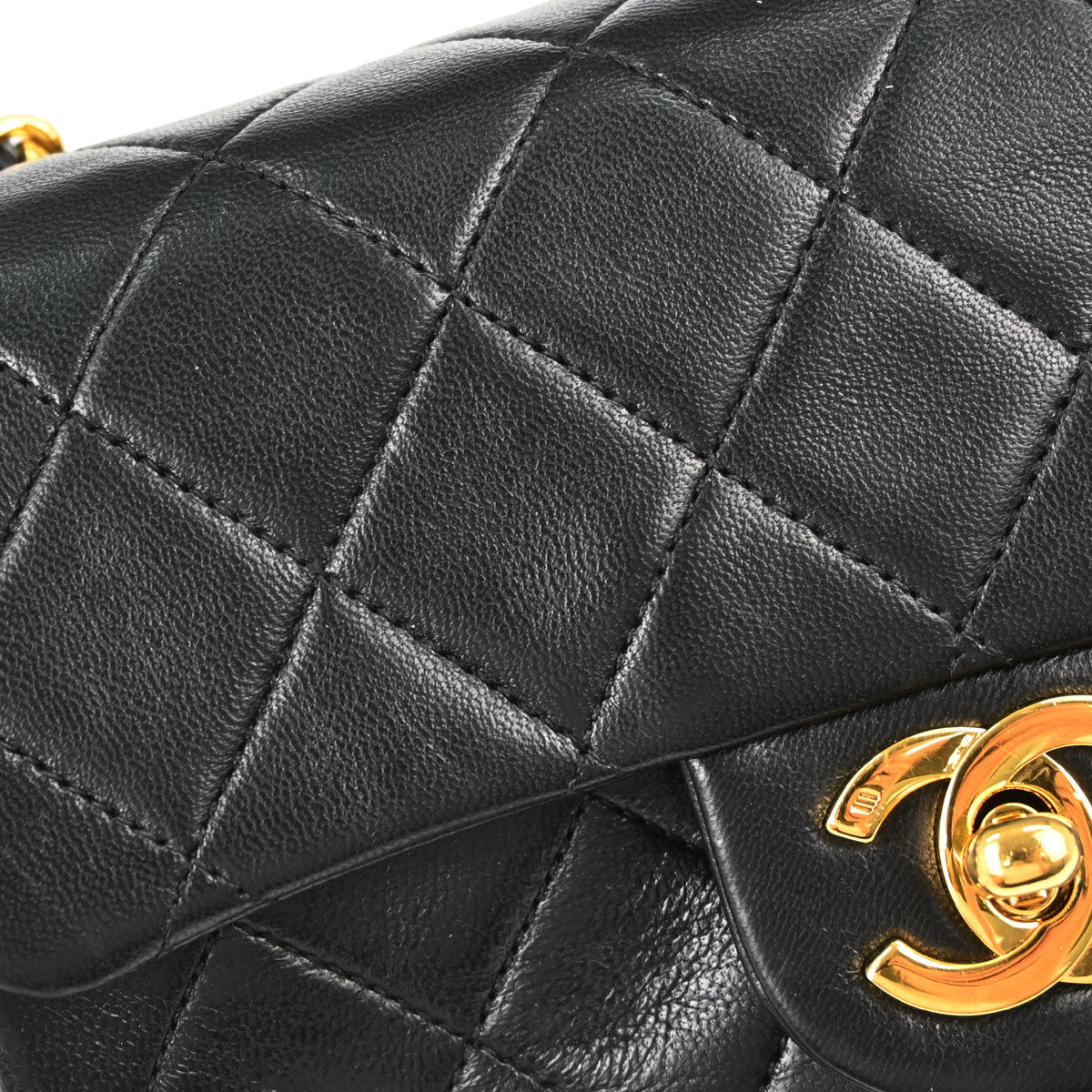 Chanel 1989-1991 Black Lambskin Mini Classic Square Flap Shoulder Bag 17