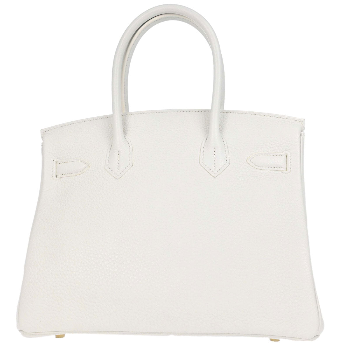 Hermes White Taurillon Clemence Birkin 30 Handbag
