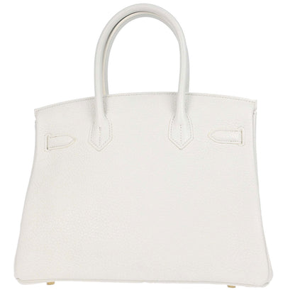 Hermes White Taurillon Clemence Birkin 30 Handbag