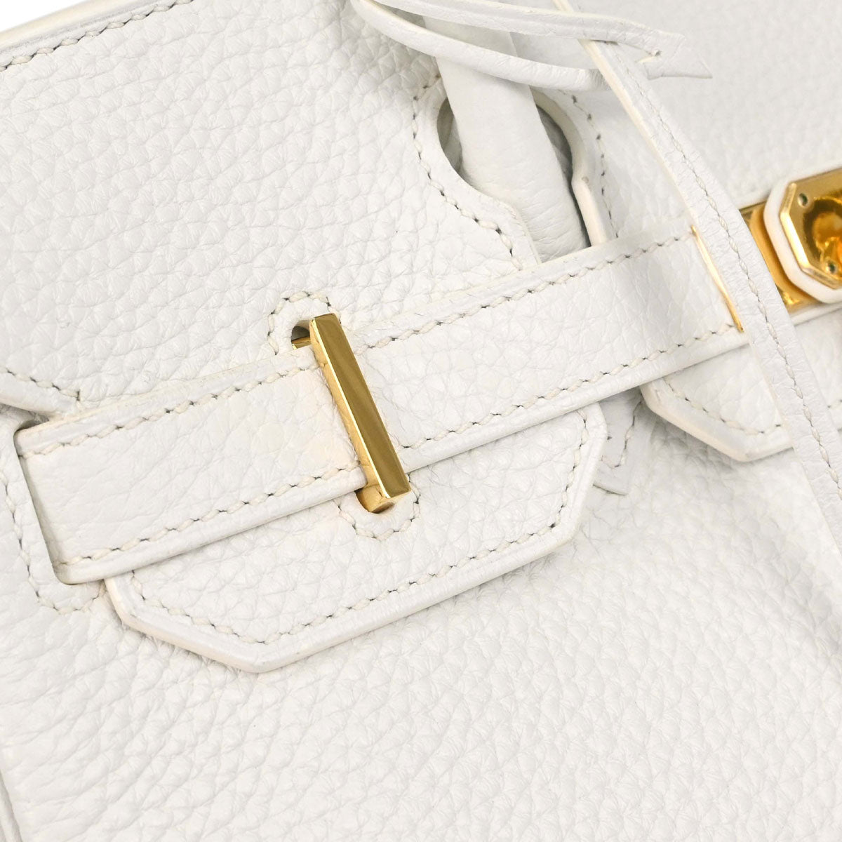 Hermes White Taurillon Clemence Birkin 30 Handbag