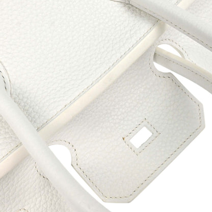 Hermes White Taurillon Clemence Birkin 30 Handbag