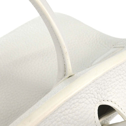 Hermes White Taurillon Clemence Birkin 30 Handbag
