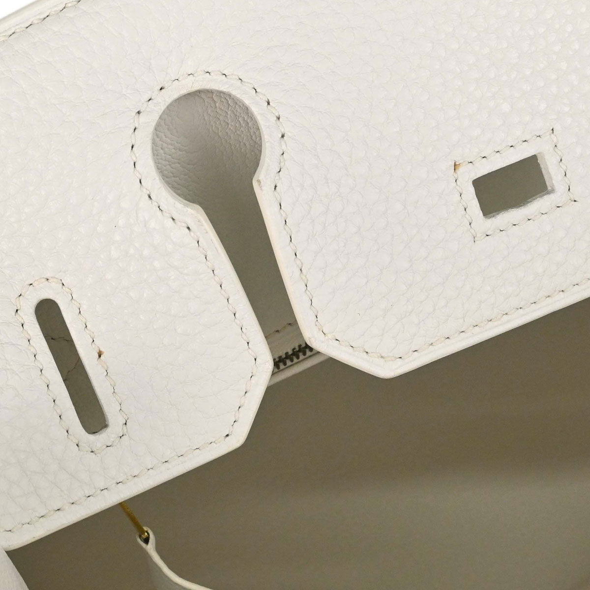 Hermes White Taurillon Clemence Birkin 30 Handbag