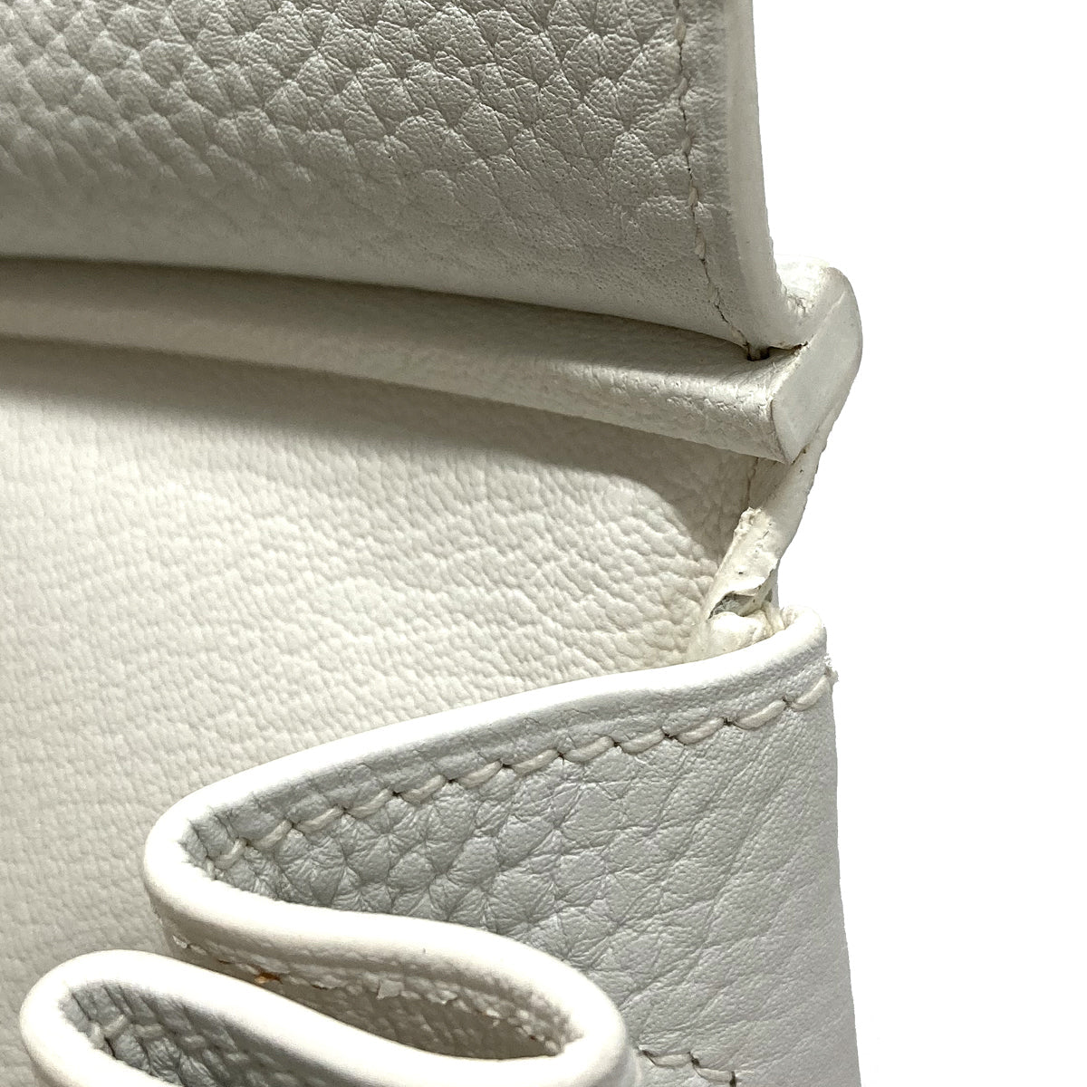 Hermes White Taurillon Clemence Birkin 30 Handbag