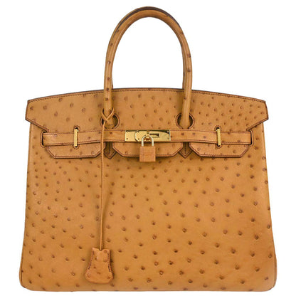 Hermes * Chestnut Ostrich Birkin 35 Handbag