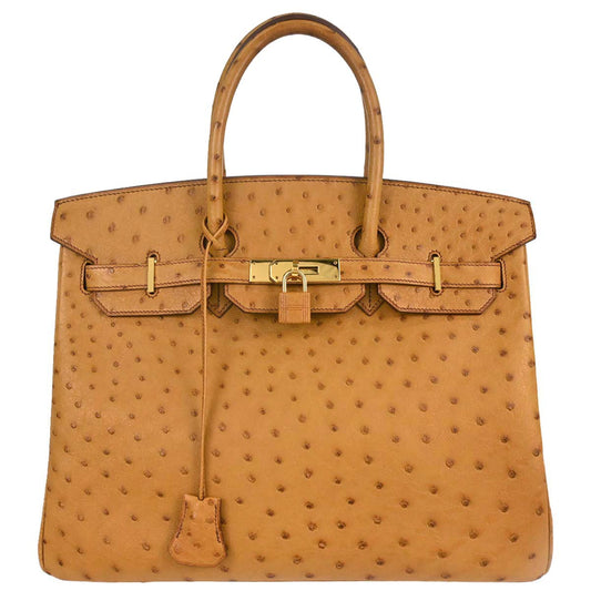 Hermes * Chestnut Ostrich Birkin 35 Handbag
