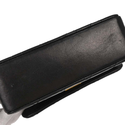 Chanel 1989-1991 Black Lambskin Straight Flap Shoulder Bag