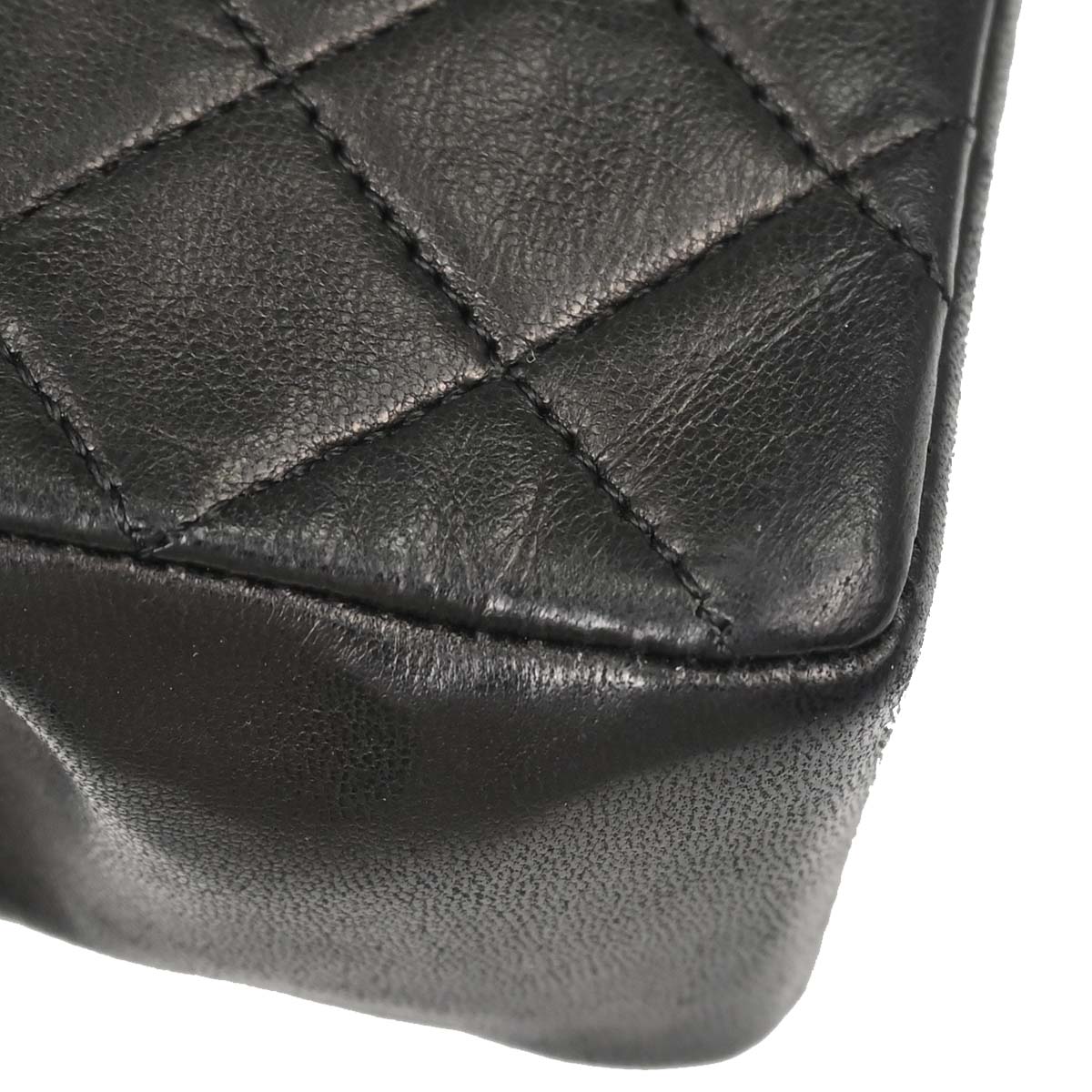 Chanel 1989-1991 Black Lambskin Straight Flap Shoulder Bag