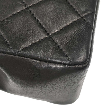 Chanel 1989-1991 Black Lambskin Straight Flap Shoulder Bag