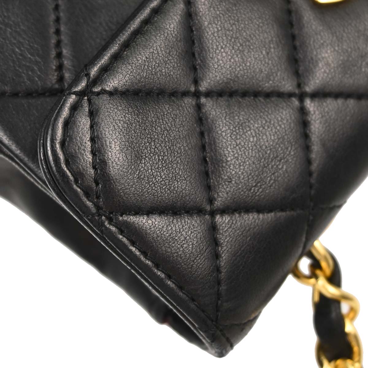 Chanel 1989-1991 Black Lambskin Straight Flap Shoulder Bag