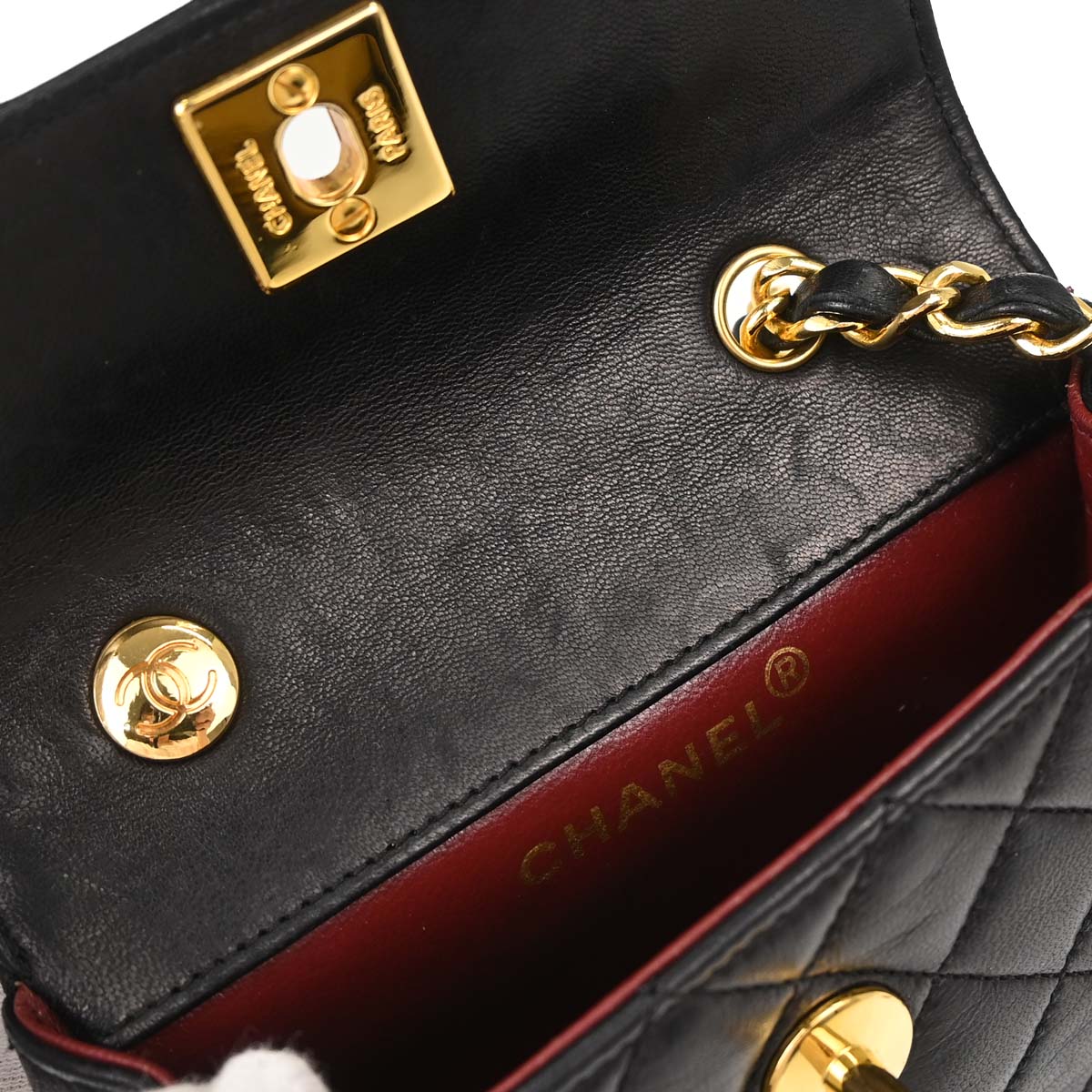 Chanel 1989-1991 Black Lambskin Straight Flap Shoulder Bag
