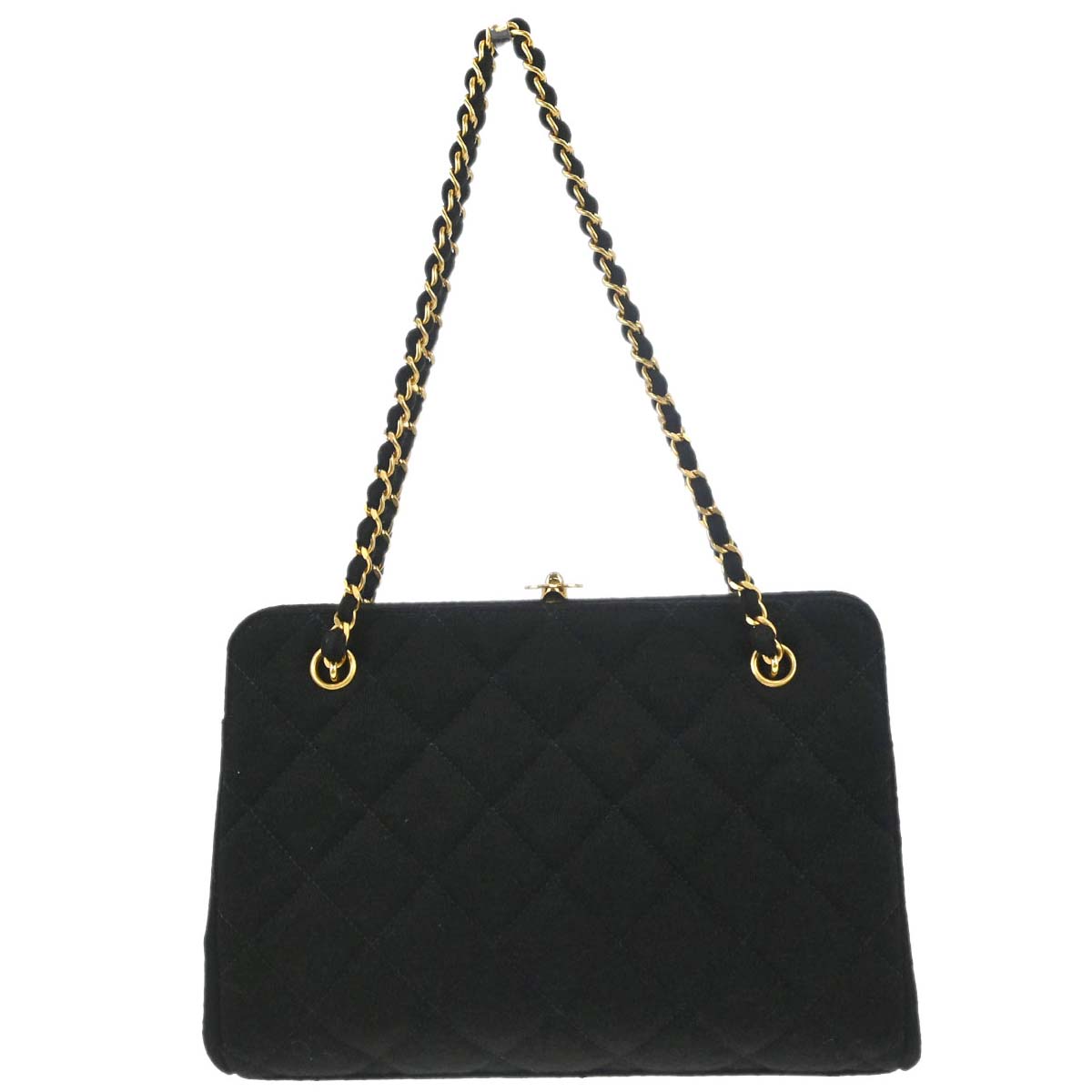 Chanel Black Cotton Chain Hand Handbag