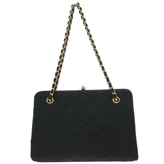 Chanel Black Cotton Chain Hand Handbag