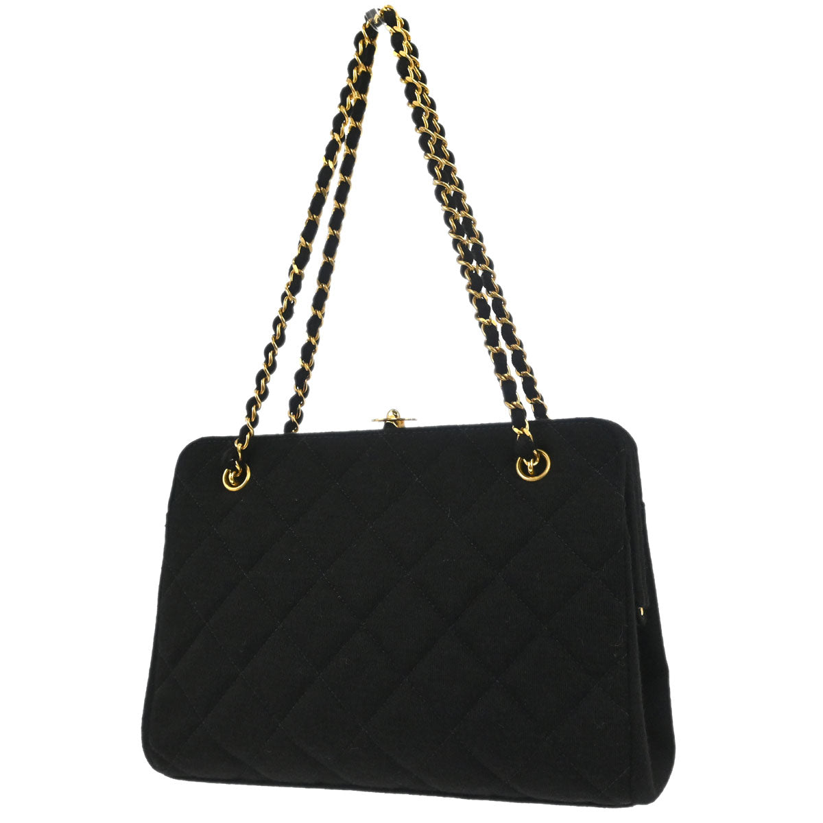 Chanel Black Cotton Chain Hand Handbag
