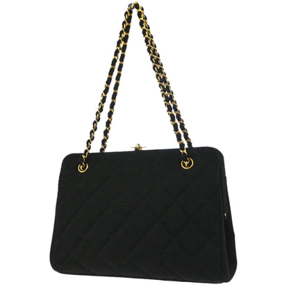 Chanel Black Cotton Chain Hand Handbag
