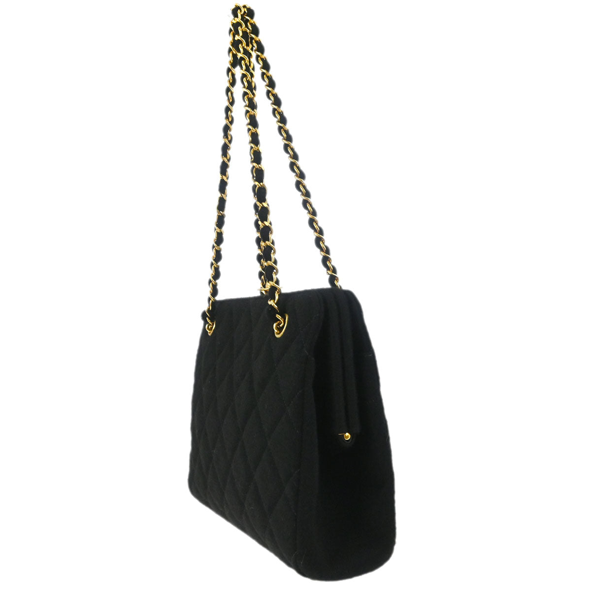 Chanel Black Cotton Chain Hand Handbag