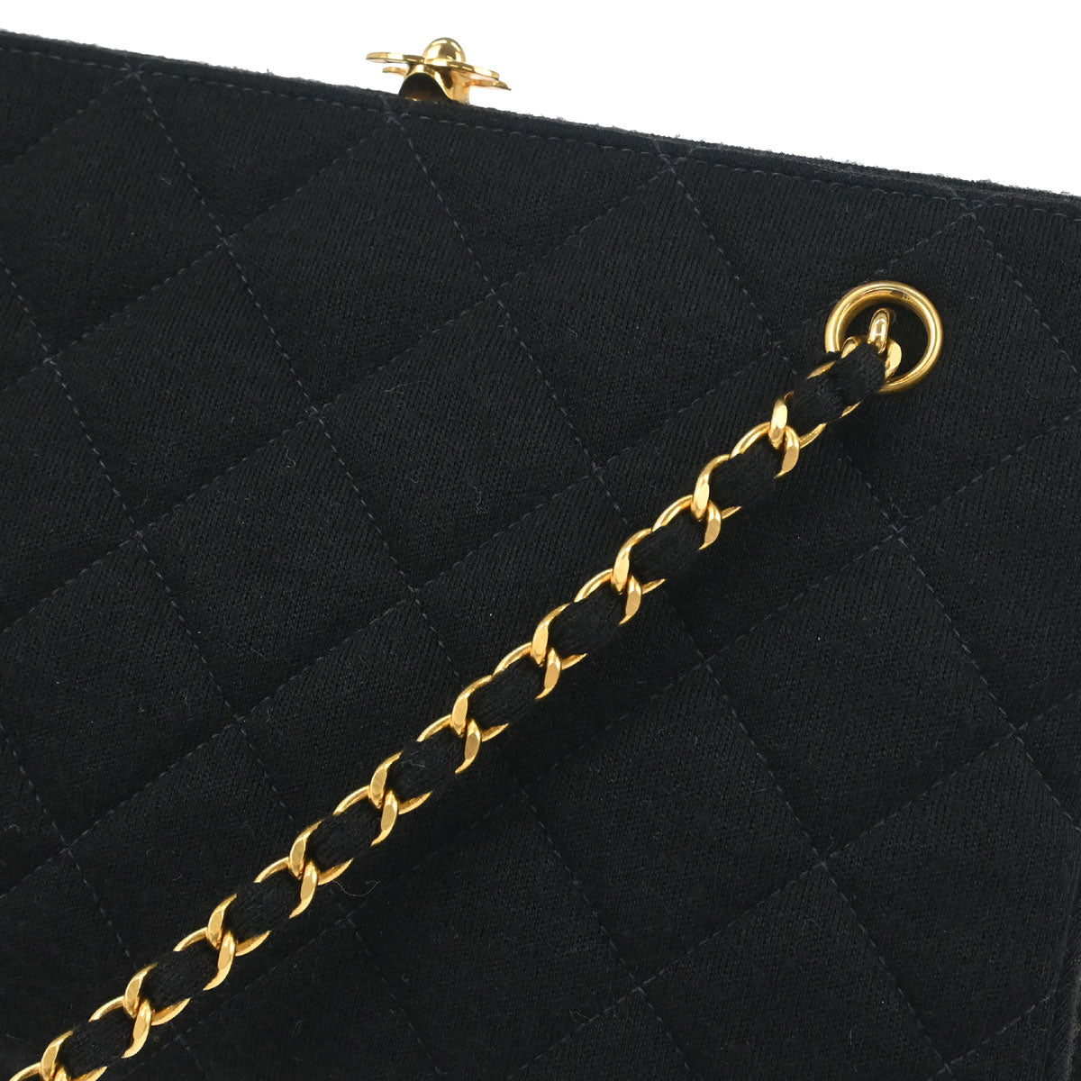 Chanel Black Cotton Chain Hand Handbag