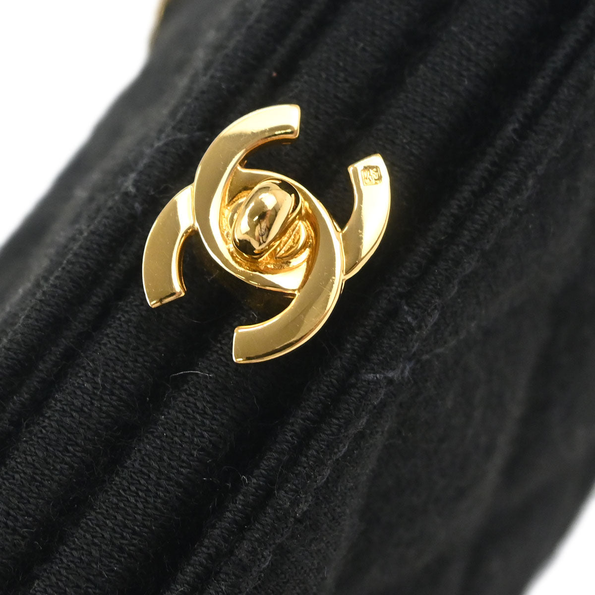 Chanel Black Cotton Chain Hand Handbag