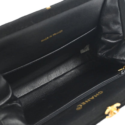 Chanel Black Cotton Chain Hand Handbag