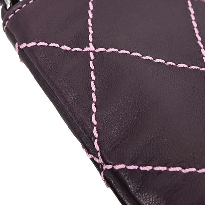 Chanel Purple Lambskin Wild Stitch Pochette Handbag
