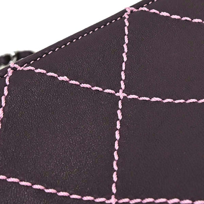 Chanel Purple Lambskin Wild Stitch Pochette Handbag