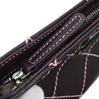 Chanel Purple Lambskin Wild Stitch Pochette Handbag