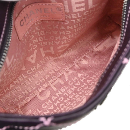 Chanel Purple Lambskin Wild Stitch Pochette Handbag