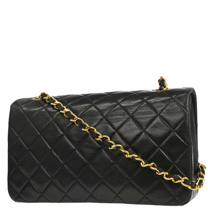 Chanel Black Lambskin Turnlock Small Full Flap Shoulder Bag