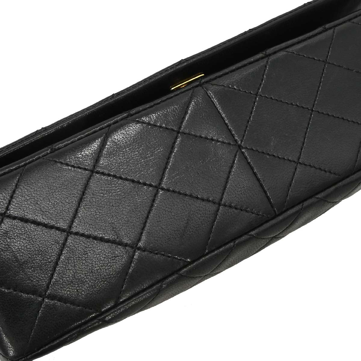 Chanel Black Lambskin Turnlock Small Full Flap Shoulder Bag