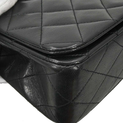 Chanel Black Lambskin Turnlock Small Full Flap Shoulder Bag