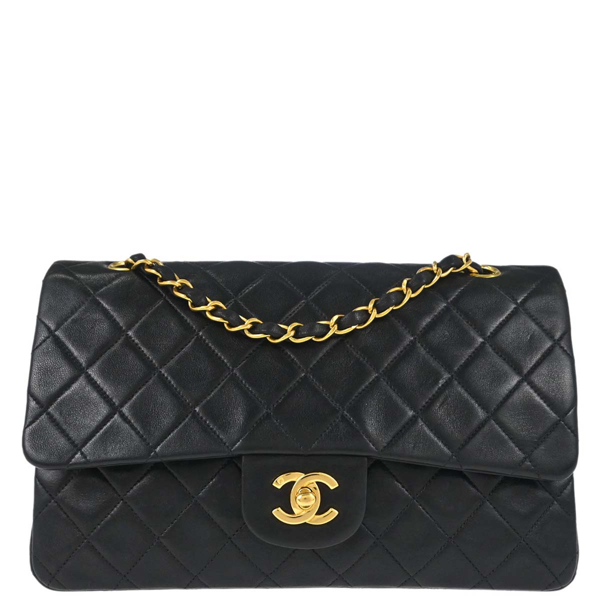 Chanel Black Lambskin Medium Classic Double Flap Shoulder Bag