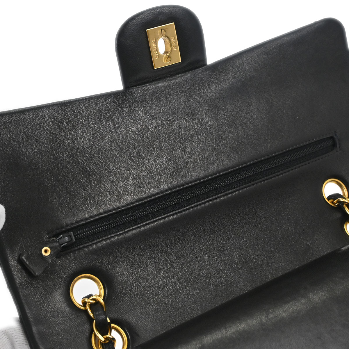 Chanel Black Lambskin Medium Classic Double Flap Shoulder Bag